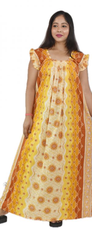 Yellow Square Neck Pleated Sleeve