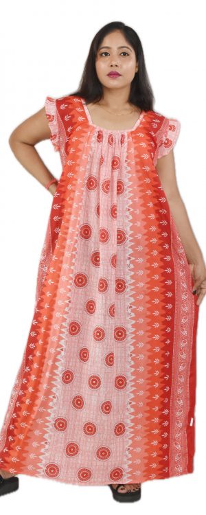 Red Square Neck Pleated Sleeve