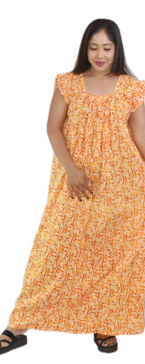 Yellow Square Neck Pleated Sleeve